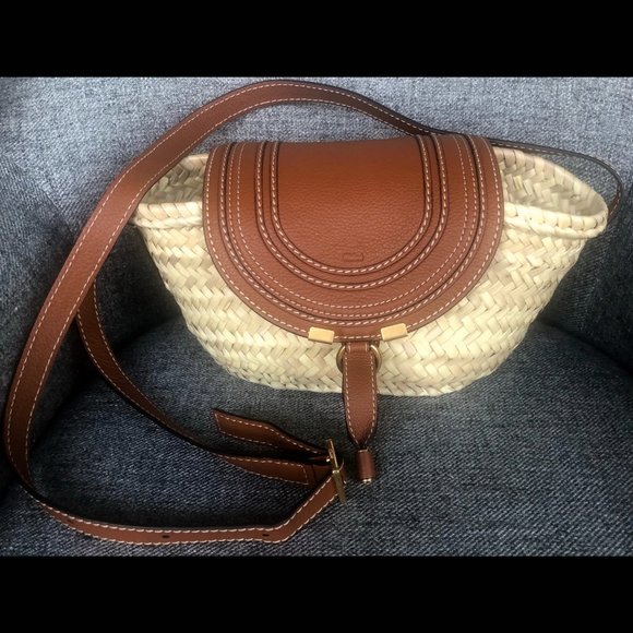 Chloe Woven Cream and Tan Crossbody Bag - Picture 5 of 9
